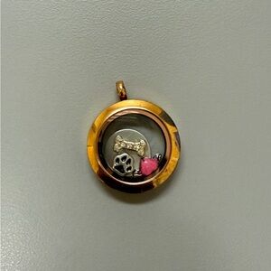 GENUINE NEW Origami Owl Medium Rose Gold Copper Locket Dog Lovers Bone Paw Heart